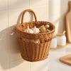 Handwoven Wicker Hanging Basket with Hook Open-Top Woven Wall Pocket Lightweight