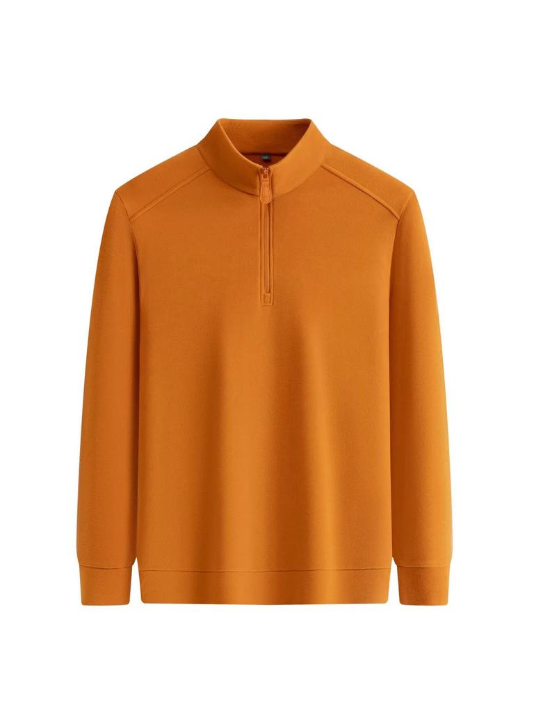 Men's Half-Zip Stand Collar Double-Sided Fleece Long Sleeve Top - Thick, Warm Base Layer for Autumn/Winter