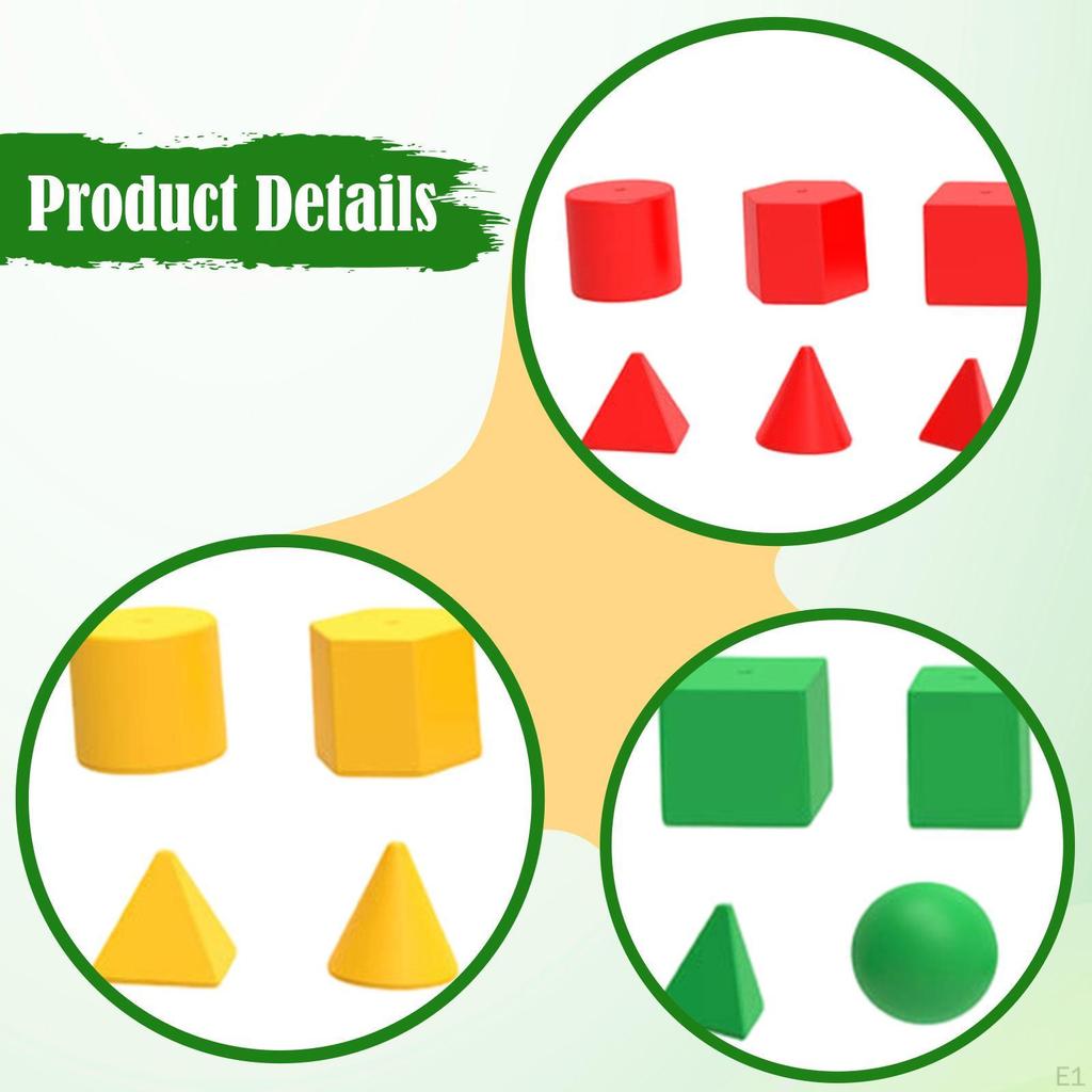 40 Pieces 3D Geometric Shapes Blocks, Sorting and Stacking Toys Different Shapes, Pattern Blocks for
