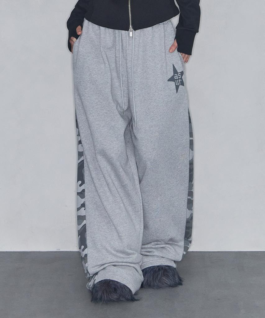 Aejeuyua Star Patch Color Block Sweatpants Melange