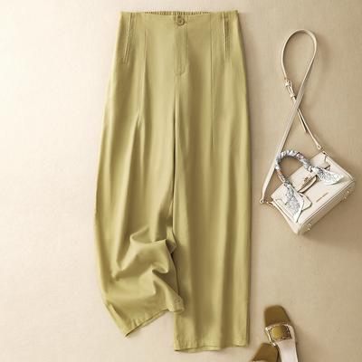 DIMANAF 2026 Summer New Plus Size Women Long Pants Cotton Linen Vintage Loose Elastic Waist Casual Lady Bottoms Clothing