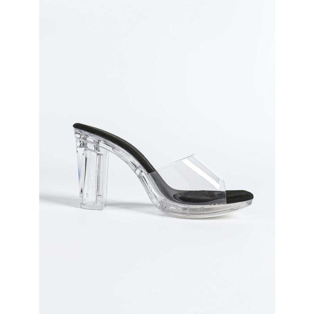 12Cm Clear Heel New 2026 Flat Heel Sexy Transparent Waterproof Table High Heel Slippers Shoes Women's High Heel LFD-69192-7
