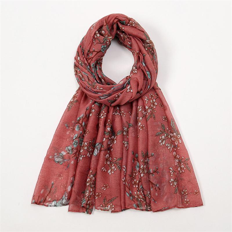 Winter Thin Fashion Bloosm Floral Viscose Shawls Scarf Lady High Quality Wrap Pashmina Stole Bufandas Muslim Hijab 180*85Cm