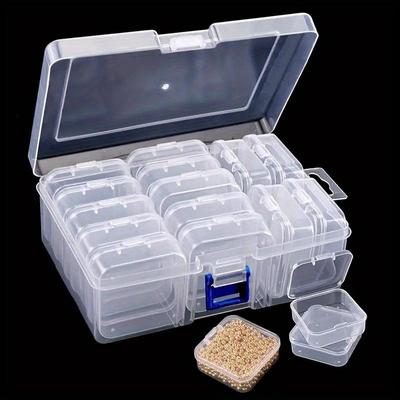 14 Stück/Set transparente Kunststoff-Aufbewahrungsbox, Organizer-Box für Schmuck, Perlen, Nagelkunst, Haar-Accessoires, Hardware-Handwerk, kleine Werkzeuge