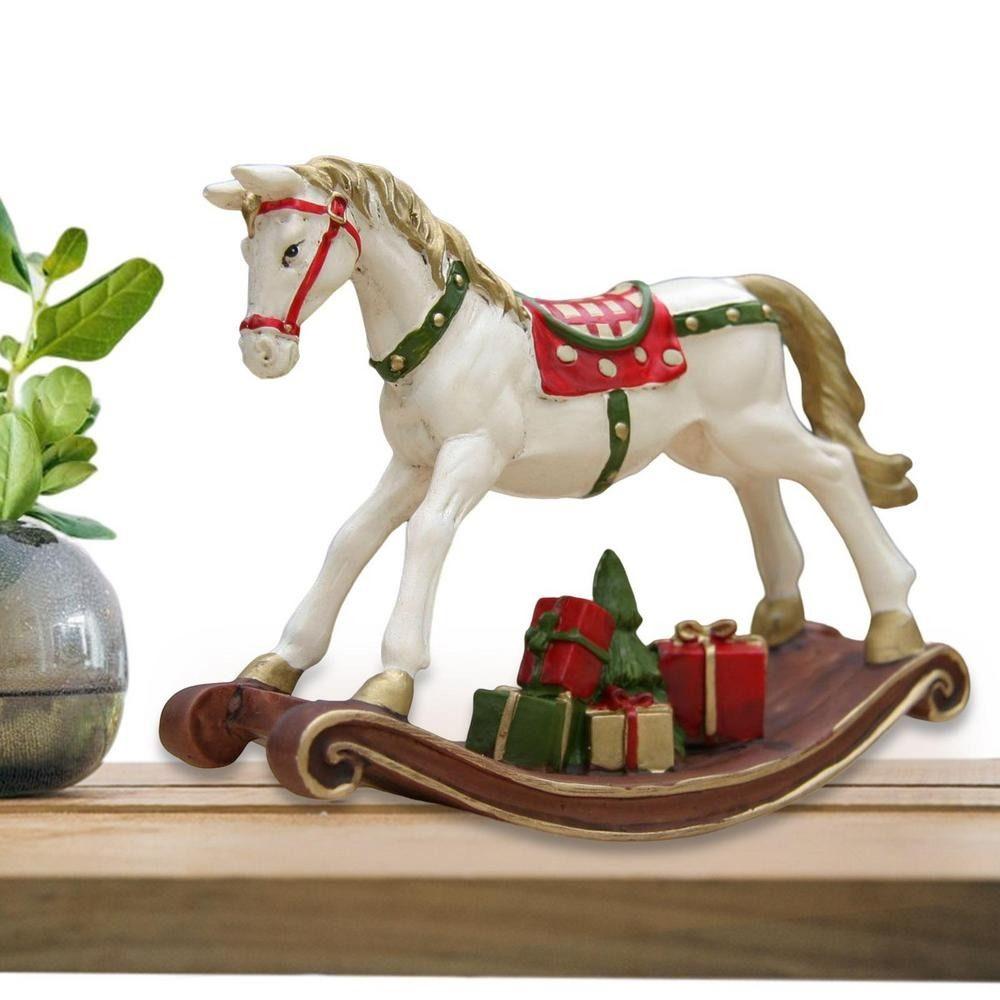 Painting Christmas Rocking Horse Cartoon Horse Figurine Fashion Resin Horse Statue  Holiday Decor