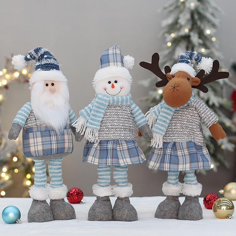 Christmas Telescopic Cloth Dolls: Santa, Snowman & Reindeer Holiday Decorations