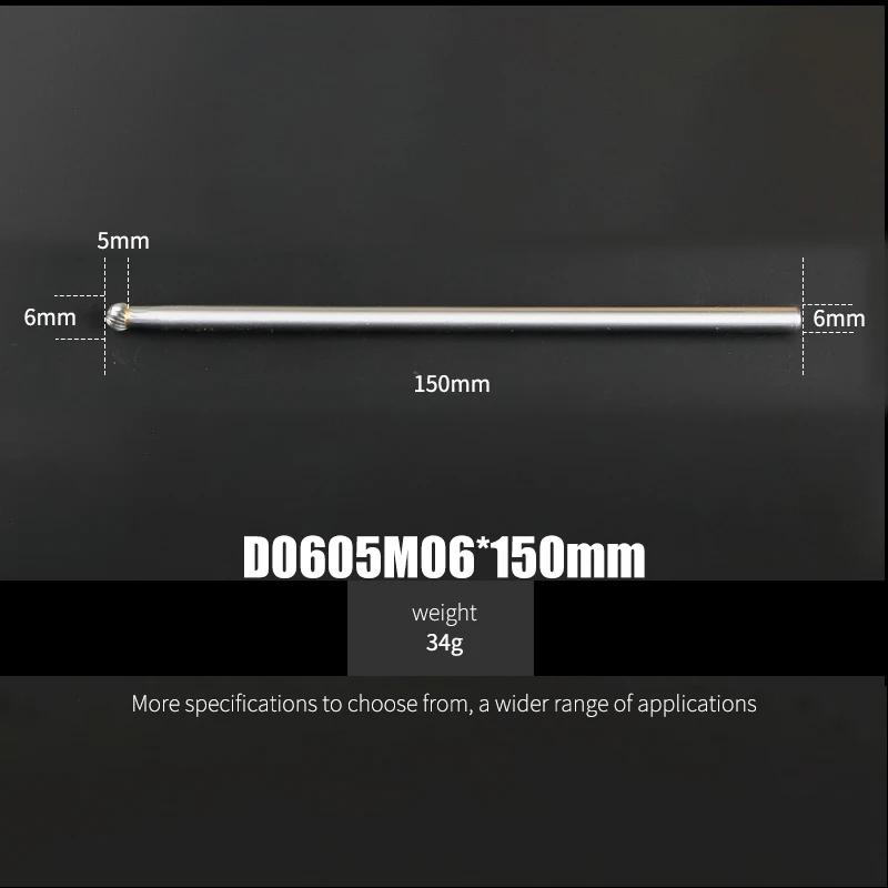 150mm Length 1Pcs Tungsten Carbide Rotary Files Cylindrical Round Sharp Type 6mm 8mm 10mm Woodworking Metal Milling Cutter