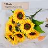 New 5/7/13 Heads Autumn Decoration Flower Yellow 10 Styles Silk Artificial Sunflower Flowers Bouquet Party Garden Decor