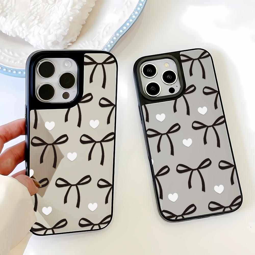 Spiegel Handyhülle für iPhone 15 11 13 14 für 15 16 Pro Max 12 13 16 Pro Wolke Blume und Tier Niedlicher Stil Handyhülle