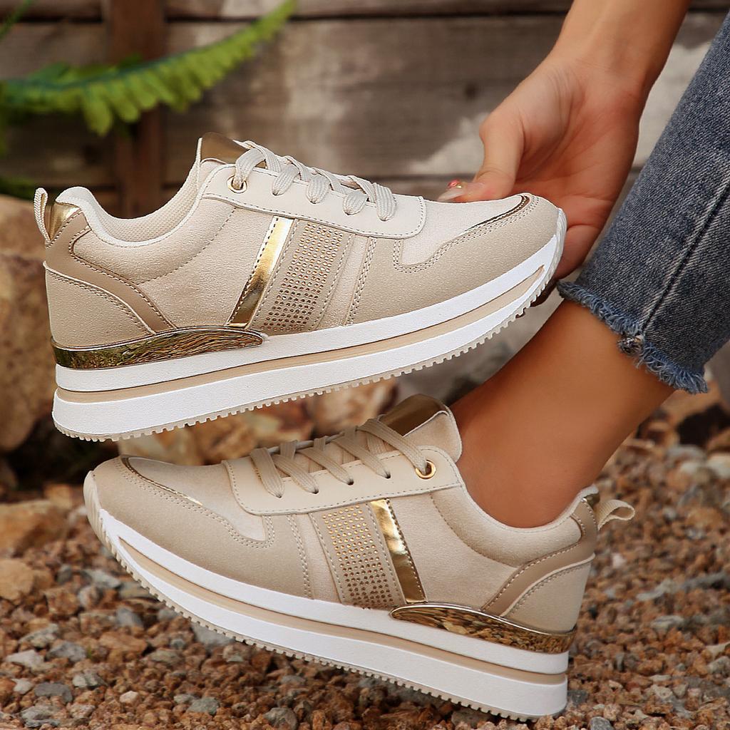 Shoes for Women 2026 Autumn Fashion Women Breathable Lace Up Comfortable Non-slip Platform Wedges Flats Sneakers Women 36-41
