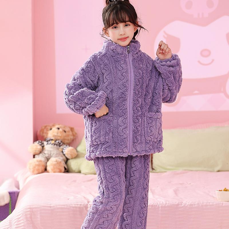 Chlapecká pyžama, podzimní a zimní, dětský flanel, pro dívky, korálové rouno, zateplené, pro malé chlapce, domácí soupravy pro velké děti