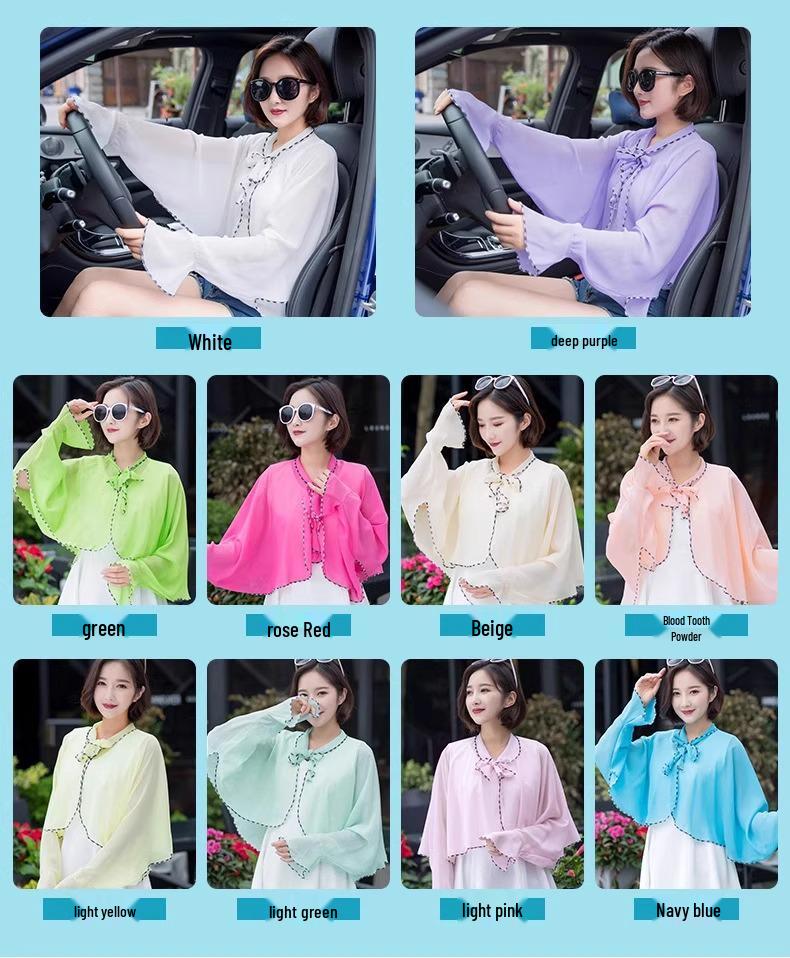 Lightweight Chiffon UV Protection Shawl for Summer Outdoor Activities