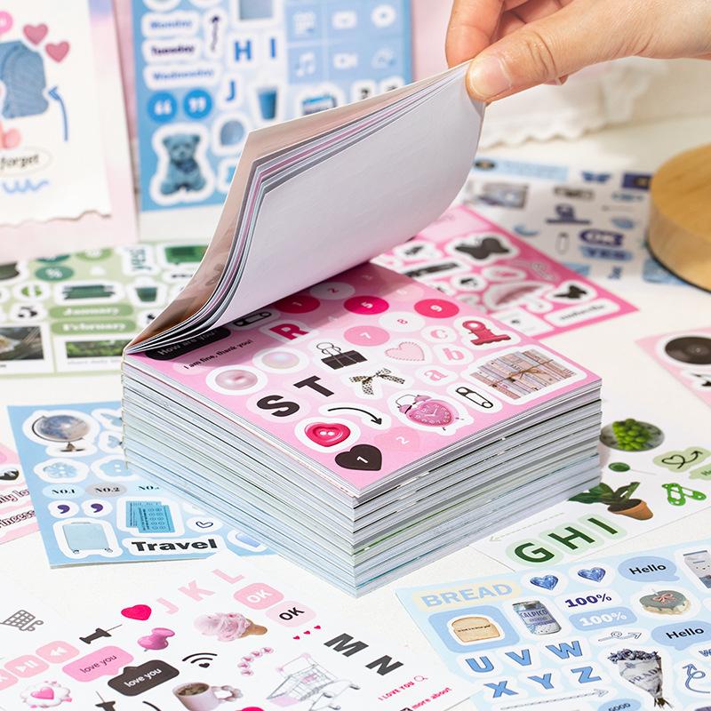 80 Sheets, Vintage Korean Style, Daily Journal Series, Coated Paper, Scrapbook Diary Decorations, Creative DIY Materials, Stickers, Self-adhesive