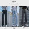 Women's Plush Wide-Leg Jeans: High-Waisted, Slimming, Loose Fit - Perfect for Autumn and Winter with a Warm Korean Style.