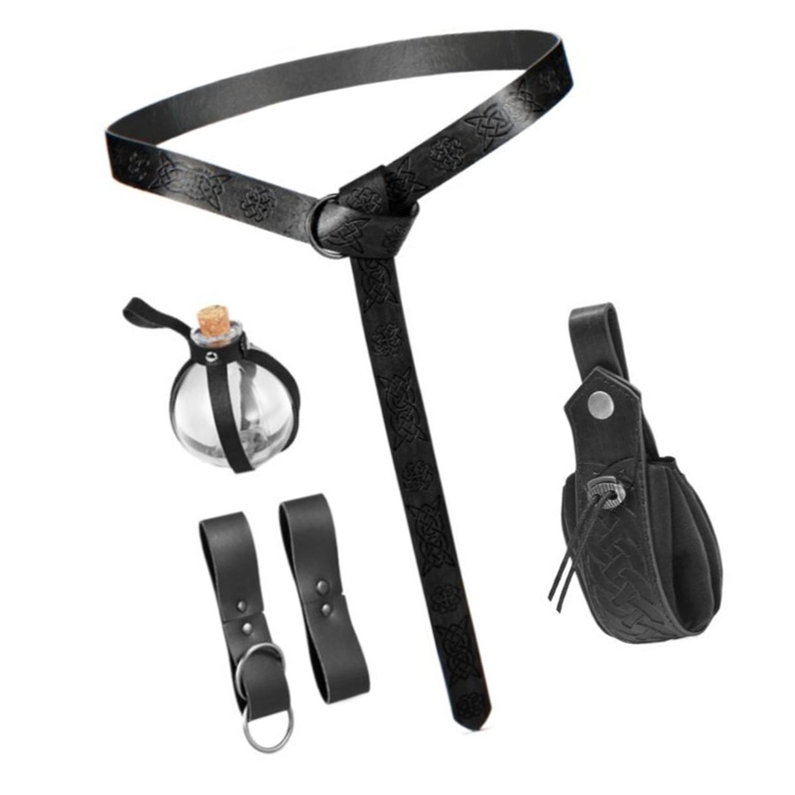 

Средневековый пояс Винтажный косплей пояс алхимика для мужчин Косплей реквизит Пояс для фотосессий и сцены чёрный