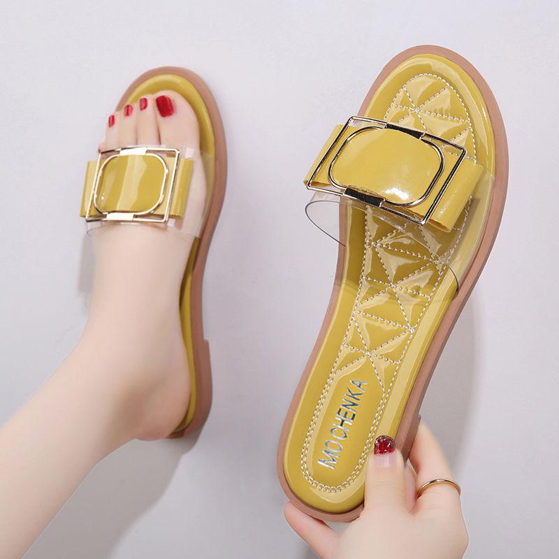 Sandals for Women Comfortable Summer New 2024 House Rhinestone Slippers Low Flat Fashion Sequin Glitter Cute Slipper Female Home