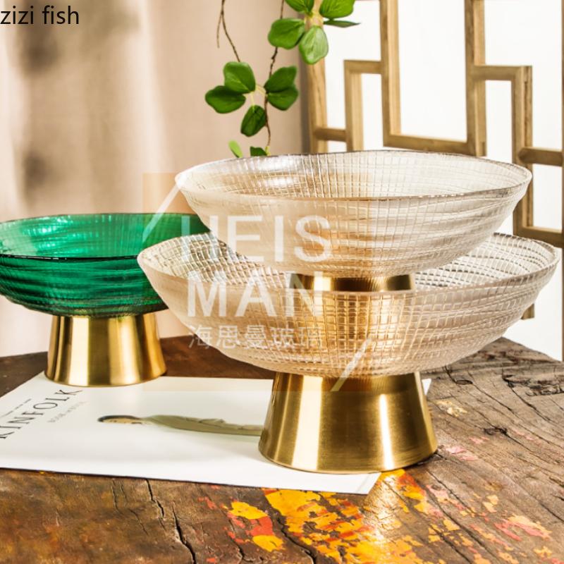 High Foot Glass Fruit Plate Candy Plate Refreshment Plates Snack Trays Dried Fruit Plates Dessert Bowl Salad Bowl Dim Sum Dish
