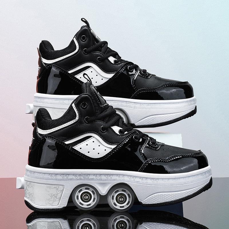 Four-wheel Runaway Shoes, Primary and Secondary School Students Walking Deformation Shoes, New High-value Automatic Shrinkage Roller Skates