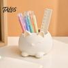 Milky White Cat Decor 3D Printed Ornament, Flower And Makeup Brush Holder, Design, Cute Planter Stable Base Decorative Plant Pot, for Office Desk Home