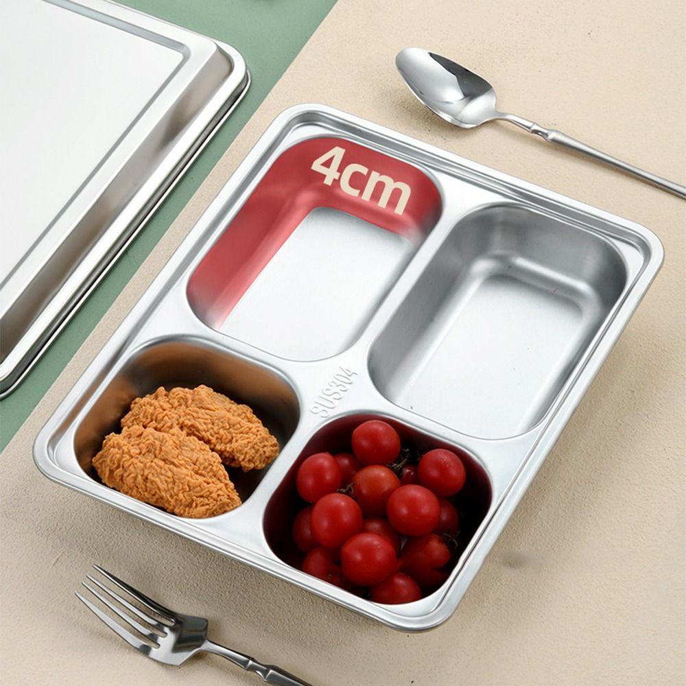 with Lid Divided Lunch Box Stainless Steel Lunch Container Easy Clean Divided Dinner Tray  Travel