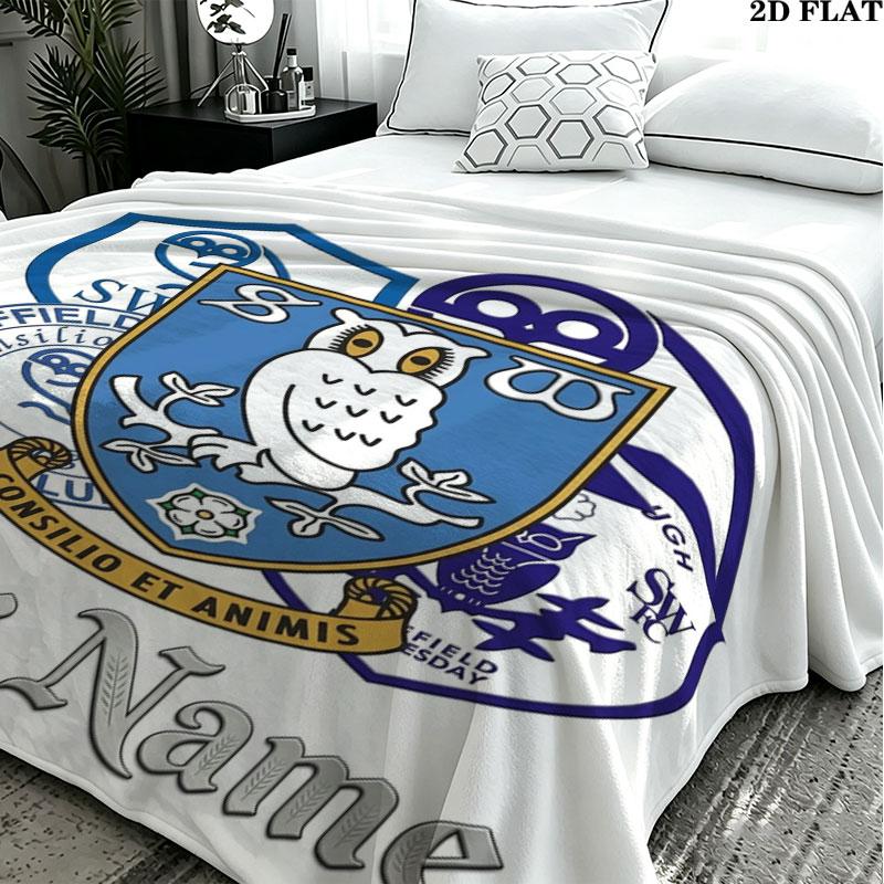 1PC Sheffield Wednesday Football Club Custom Name Patterned Flannel Blanket Suitable For All Seasons for Home Decor Warmth and Comfort Gifts Holiday P
