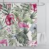 Bohemian Shower Curtain Tropical Jungle Wildlife Bathroom Set Modern Pink Aesthetic Parrot Floral Bathroom Curtain With Hooks