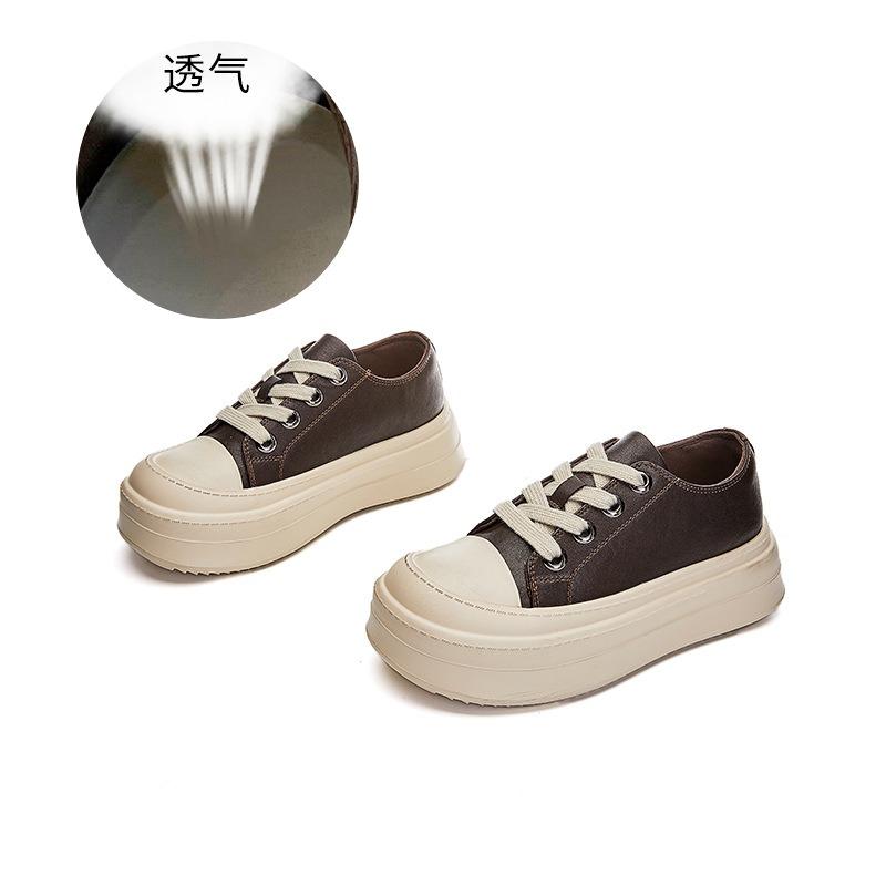 

Кожаные маленькие белые туфли на пенопластовой подошве, женские, весенние, новые, на толстой подошве, увеличивающие рост, с большой головой, парусиновые туфли, женские повседневные универсальные одинарные туфли 40 коричневый