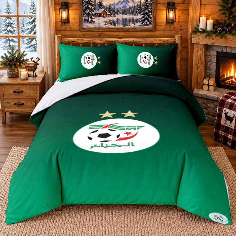 Algeria National Team Pattern Bedding 3Pcs Set Bed Sheet And Pillowcases For Indoor Bedroom