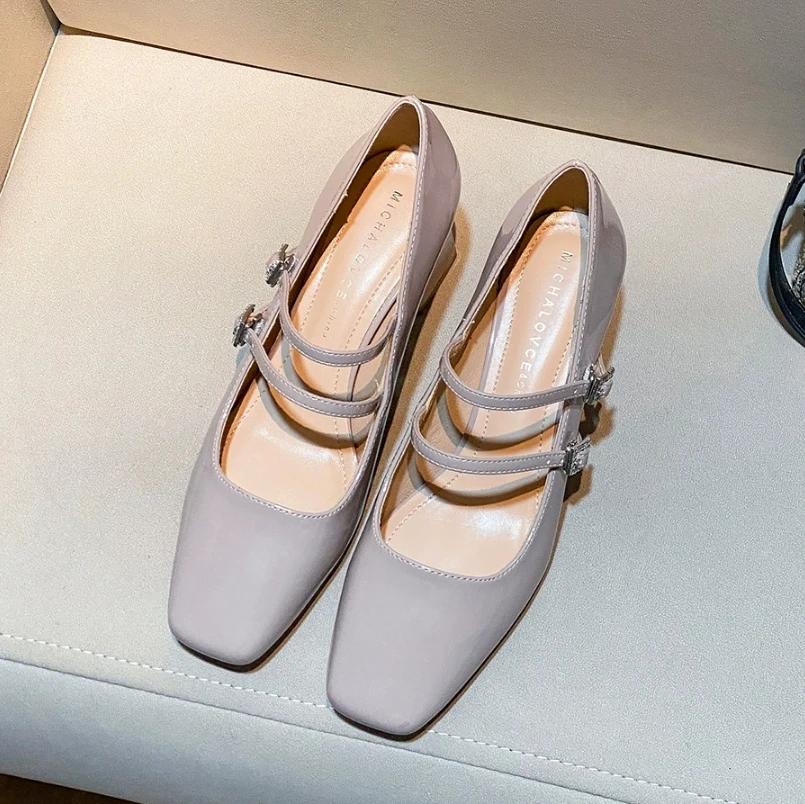 Spring and Fall New Korean Fashion High Heels Square and Mary Jane Women's Shoes