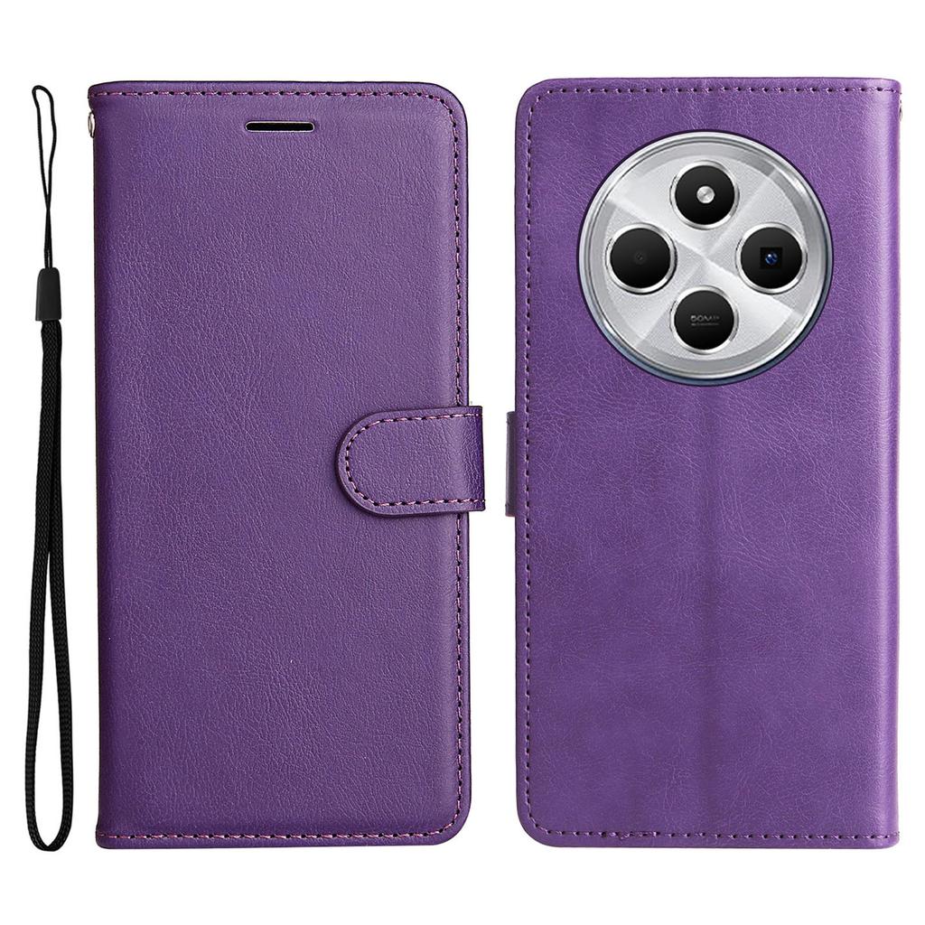For Xiaomi Poco C75 4G/Redmi 14R 5G/14C 4G Case Solid Color Leather Mobile Cover Wallet Stand with Strap