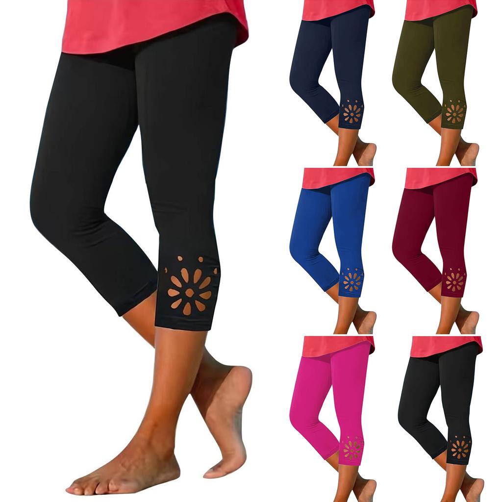 Women's Casual -Color Slim Base Cut-out Cropped Pants