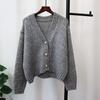 Autumn and winter new V-neck loose short knitted cardigan gentle wind soft waxy lazy wind sweater jacket women