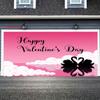 Romantic Swan Valentine Tapestry, Pink Sunset Sky with Heart-Shaped Swan Silhouettes, Sweet Romantic Wall Art