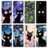 Artistic Black Cat Starry Night Phone Case For Samsung Galaxy S24 Ultra S23 FE S22 S20 S21 5G S10 S9 Plus S10E S8 Clear Cover