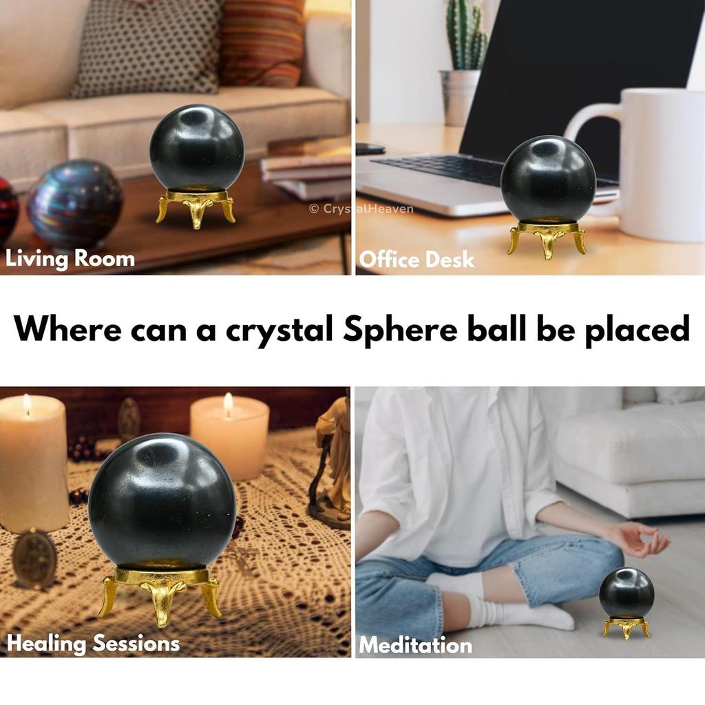 Certified Hematite Crystal Ball for Meditation - Premium Crystal Vastu Items for Home and Feng Shui Items for Good Luck