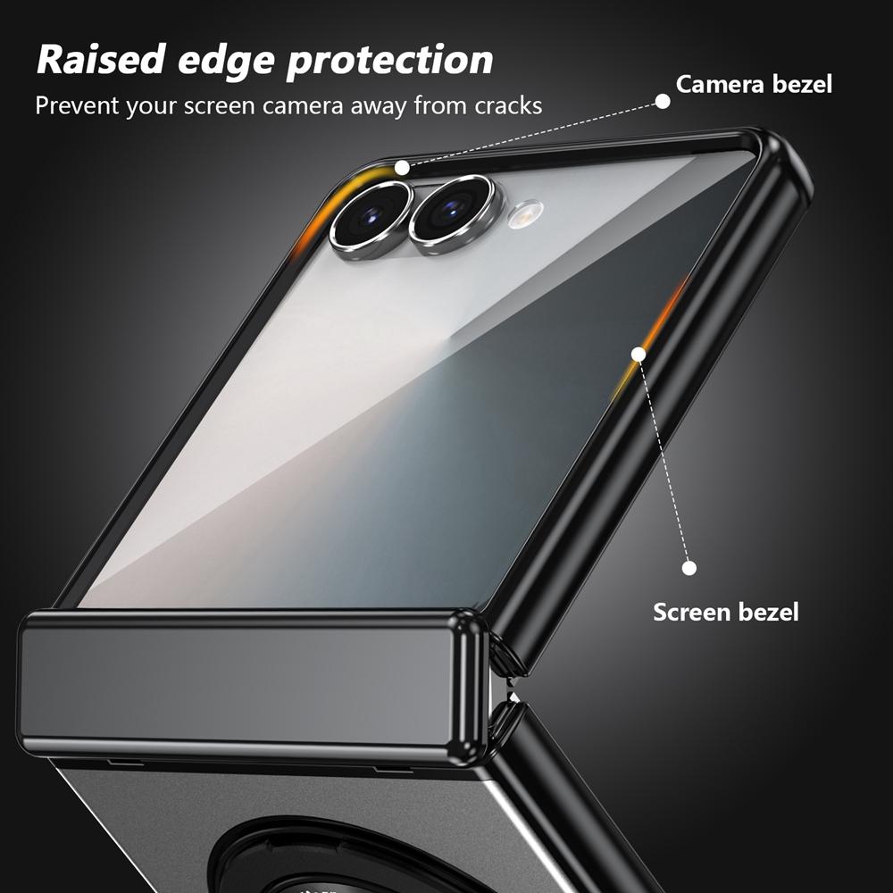 KEYSION Pouzdro s magnetickým prstenovým stojánkem otočným o 360° pro MagSafe pro Samsung Galaxy Z Flip 7 5G Kryt telefonu s pantem s ochranou displeje