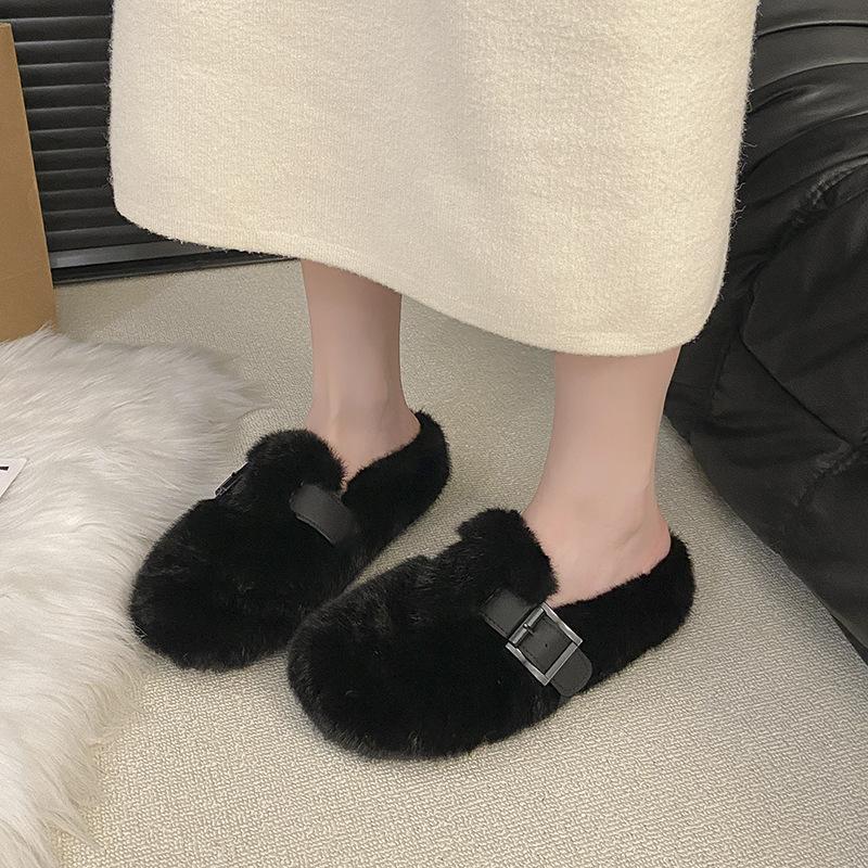 Mao Mao Hausschuhe Damen Oberbekleidung 2025 neu Herbst und Winter Ein-Pedal Mode Aus Tasche Kopf Halb Schlepp Baumwollhausschuhe Mao Mao Schuhe