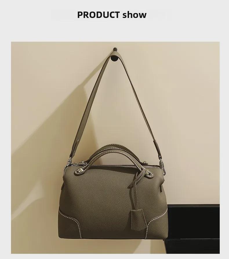 Women's High-End Genuine Leather Shoulder Bag - Large Capacity & Minimalist Design