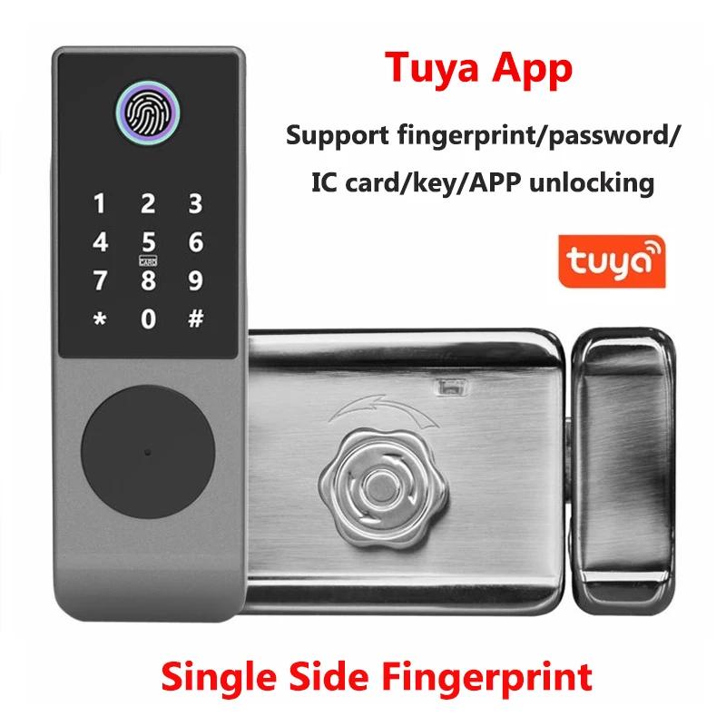 Double Side Fingerprint Lock Waterproof Tuya Wifi Bluetooth TTLock App IC Card Digital Code Keyless Electronic Smart Door Lock