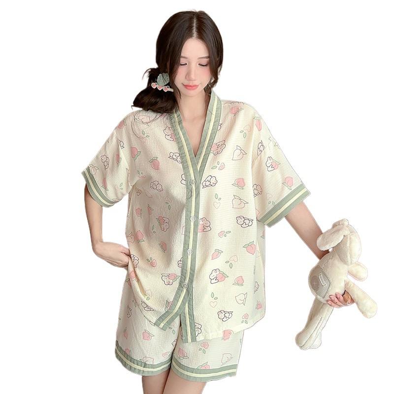 Thin, loungewear Japanese Zoubu pajamas women's ins sweet pure desire cartoon high-end short-sleeved shorts loose