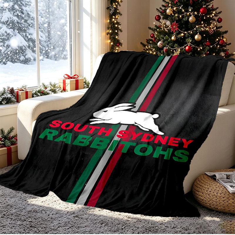 South Sydney Rabbitohs Pattern Blanket for Home Decoration, Bed, Sofa, Car Travel, Camping, Suitable for All Seasons, Birthday Christmas Gift
