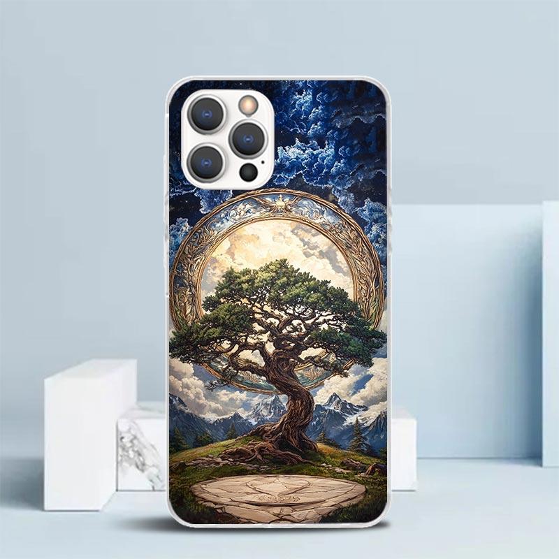Tree of Life Space Soft Cover for iPhone 16 17 Air 15 14 Pro Max 16E Phone Case 13 Mini 12 11 7 SE 8 Print Pattern Fit Cases 16