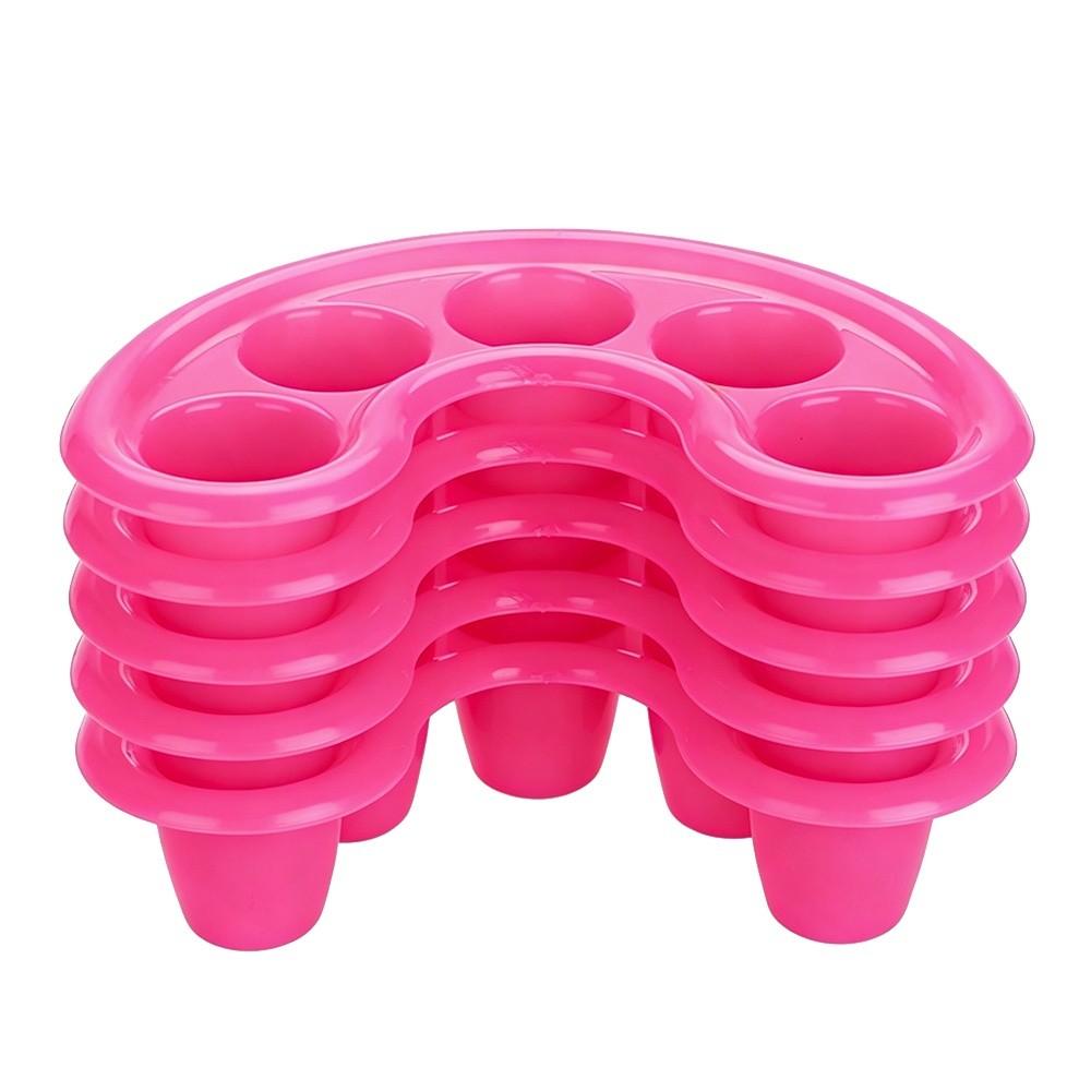 5pcs Rose Red 5-Hole Gel Soak Off Bowl Five Holes Nail UV Gel Removal Bowl Finger Soaking Treatment