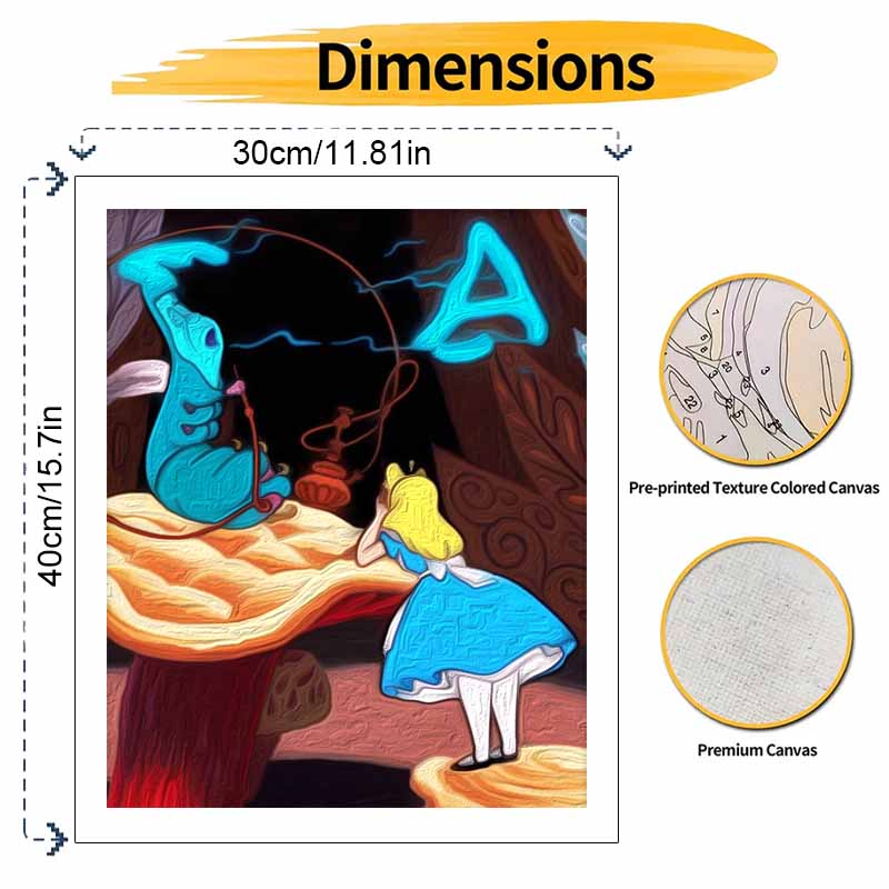 Disney Oil Painting Kit Painting Alice Caterpillar Art Home Bedroom Wall Decor Gift