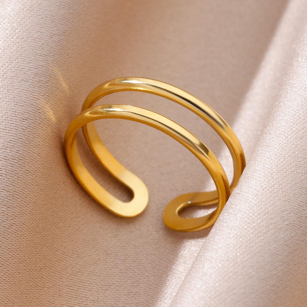 Stainless Steel Chunky Wide Rings For Women Vintage Gold Color Geometric Open Finger Ring Fashion Minimalist Jewelry Gift Femme