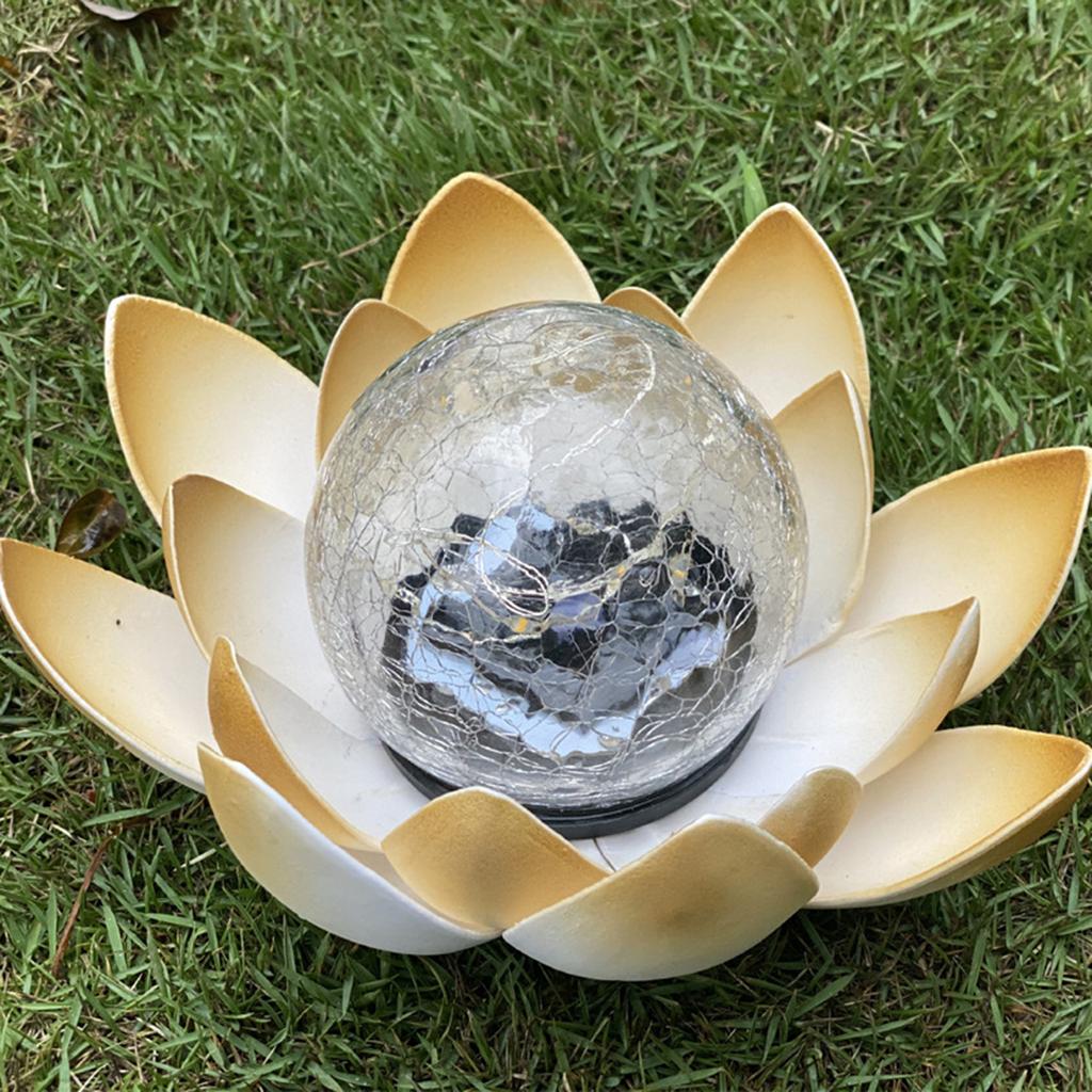 LED Solar Lotus Light Crack Glass Balls Flowers Lamp Outdoor Garden Lawn Yard Arts Ornament Garden Decoration