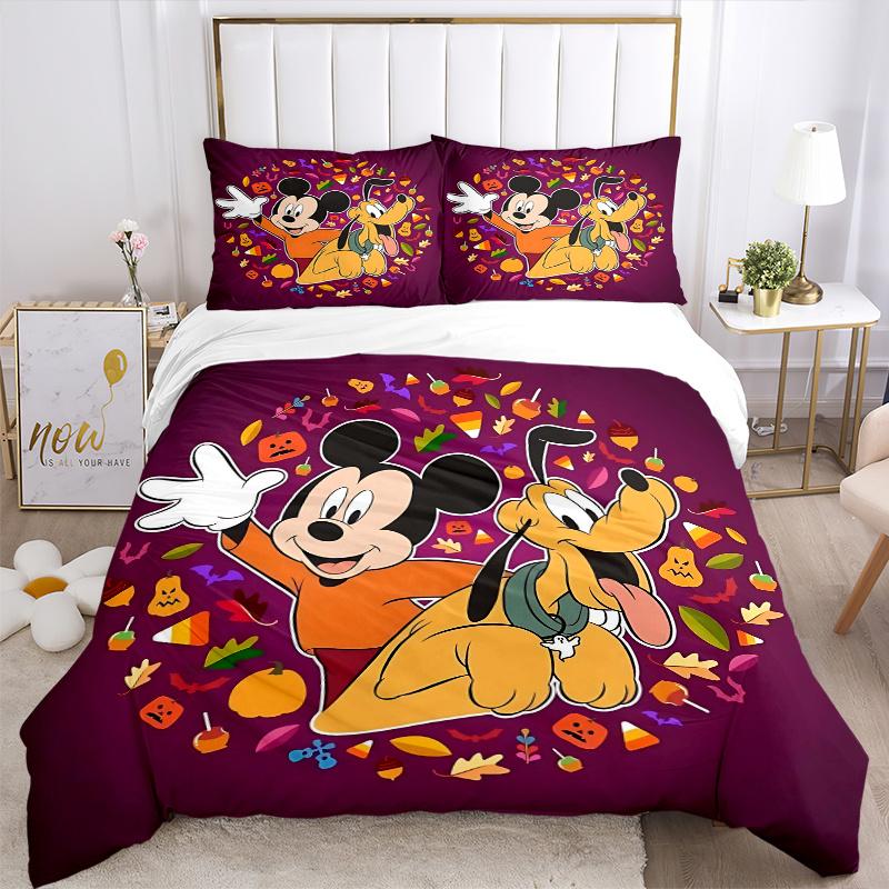 3pcs Pluto and Mickey Quilt Cover Set (1 Quilt Cover + 2 Pillowcases Without Pillow Core), High-Definition Printing for Home and Dormitory.B075