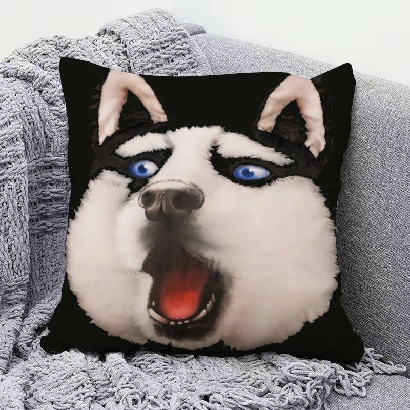 Popular Creative Dog Head Pillow Case Realistic Stereoscopic Cushion Cover For Sofa Bedhead Car Decoration
