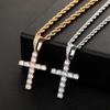 Men's Fashion Copper Zircon Cross Pendant Necklace - European & American Style