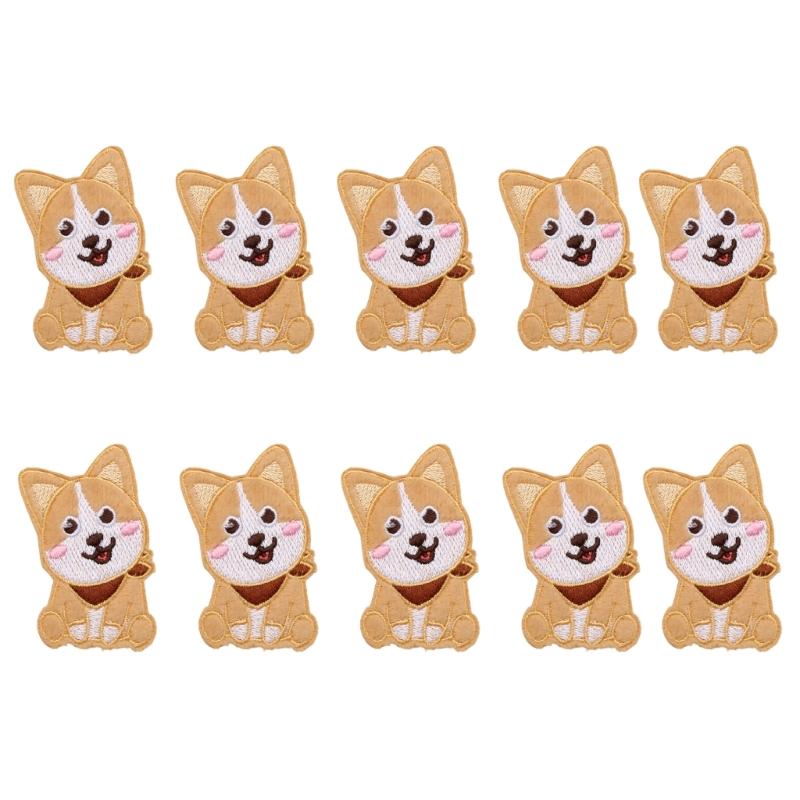 10Pcs Dog Embroidery Iron On Patches Adhesive Embroidery Appliques For Clothing Jackets Bags Hat Decoration and Sewing